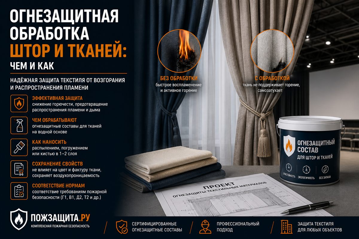 Огнезащитная обработка штор и тканей Огнезащитная обработка штор и тканей